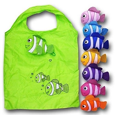 Sac à provisions se pliant en nylon coloré des poissons 210D 40x50cm CMYK
