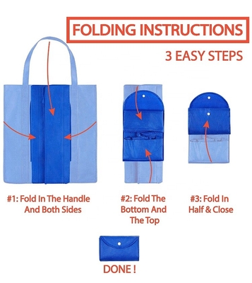 Sac non tissé pliable écologique de 35X40X15cm CMYK 50pcs